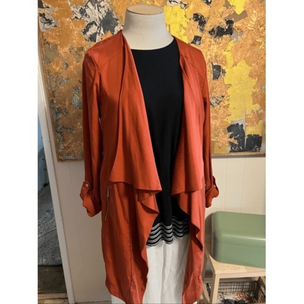 NWT Eliane Rose Burnt Orange Tencel Duster Asymmetrical Jacket XL